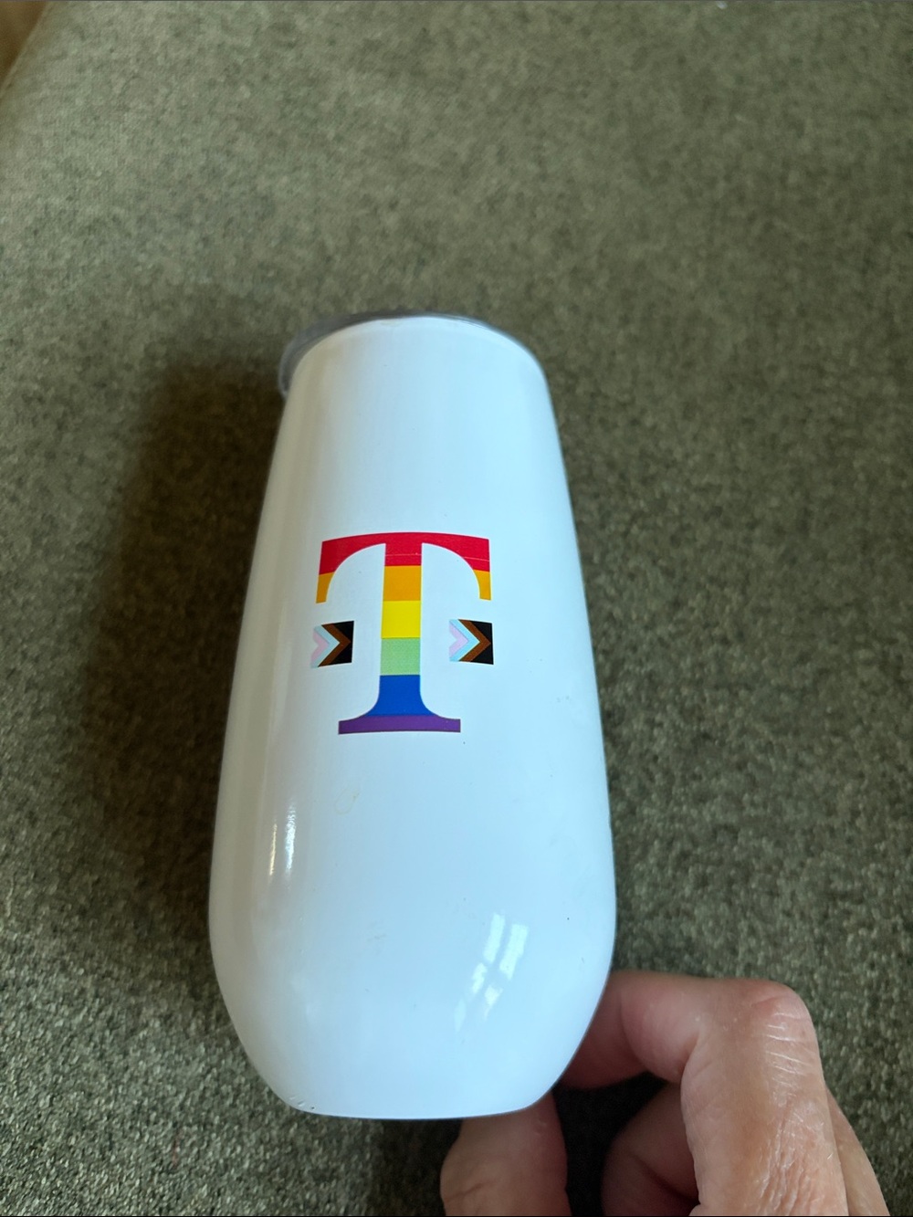 White Rainbow Monogram T Insulated Wine Tumbler